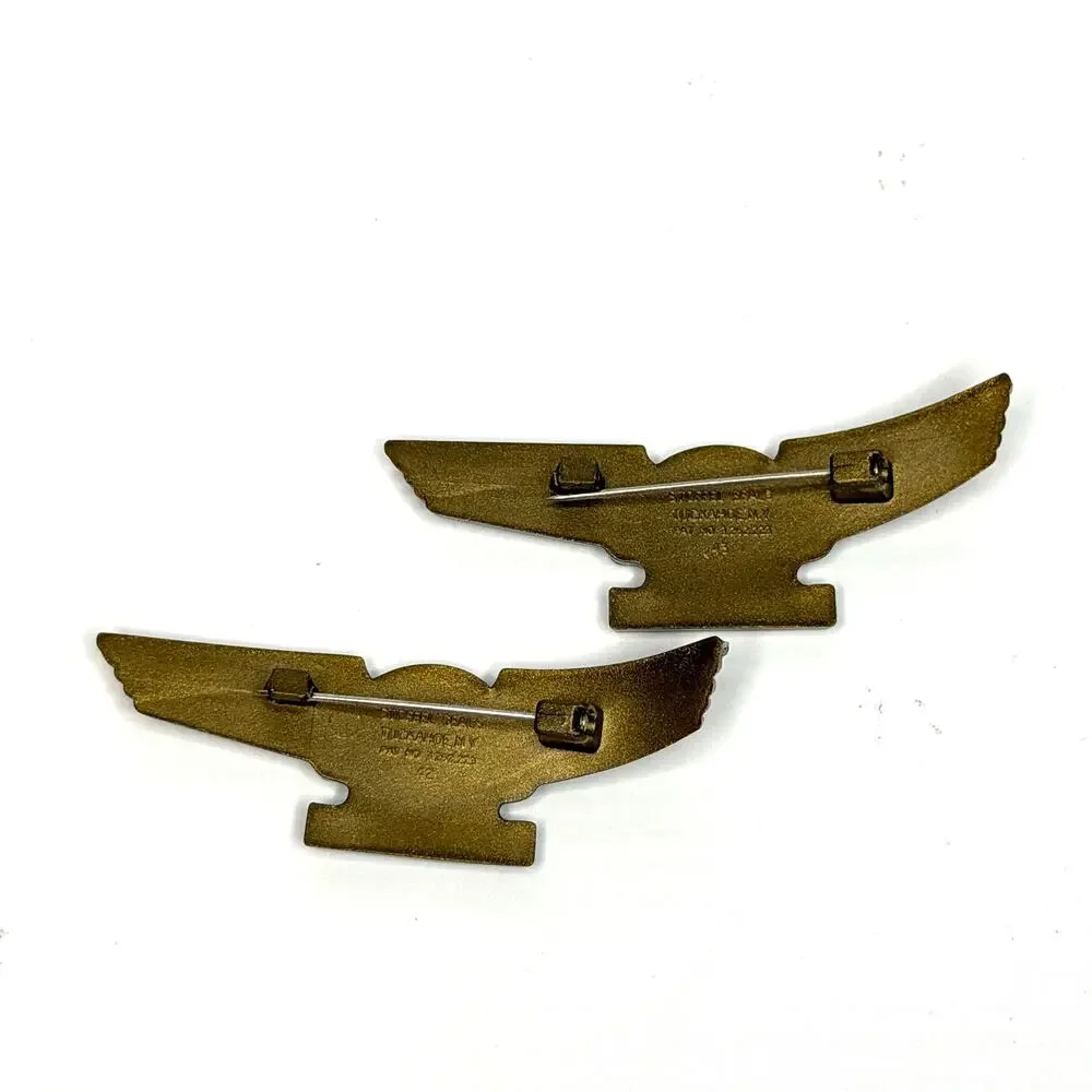 Pair NOS Vintage Eastern Airlines Junior Pilot Curved Wing Pin Stoffel Seals
